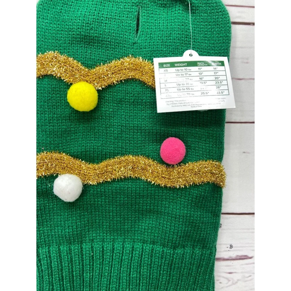 Very Merry Green Cable Knit Garland With Balls Dog Ugly Christmas Dress Up Sweat